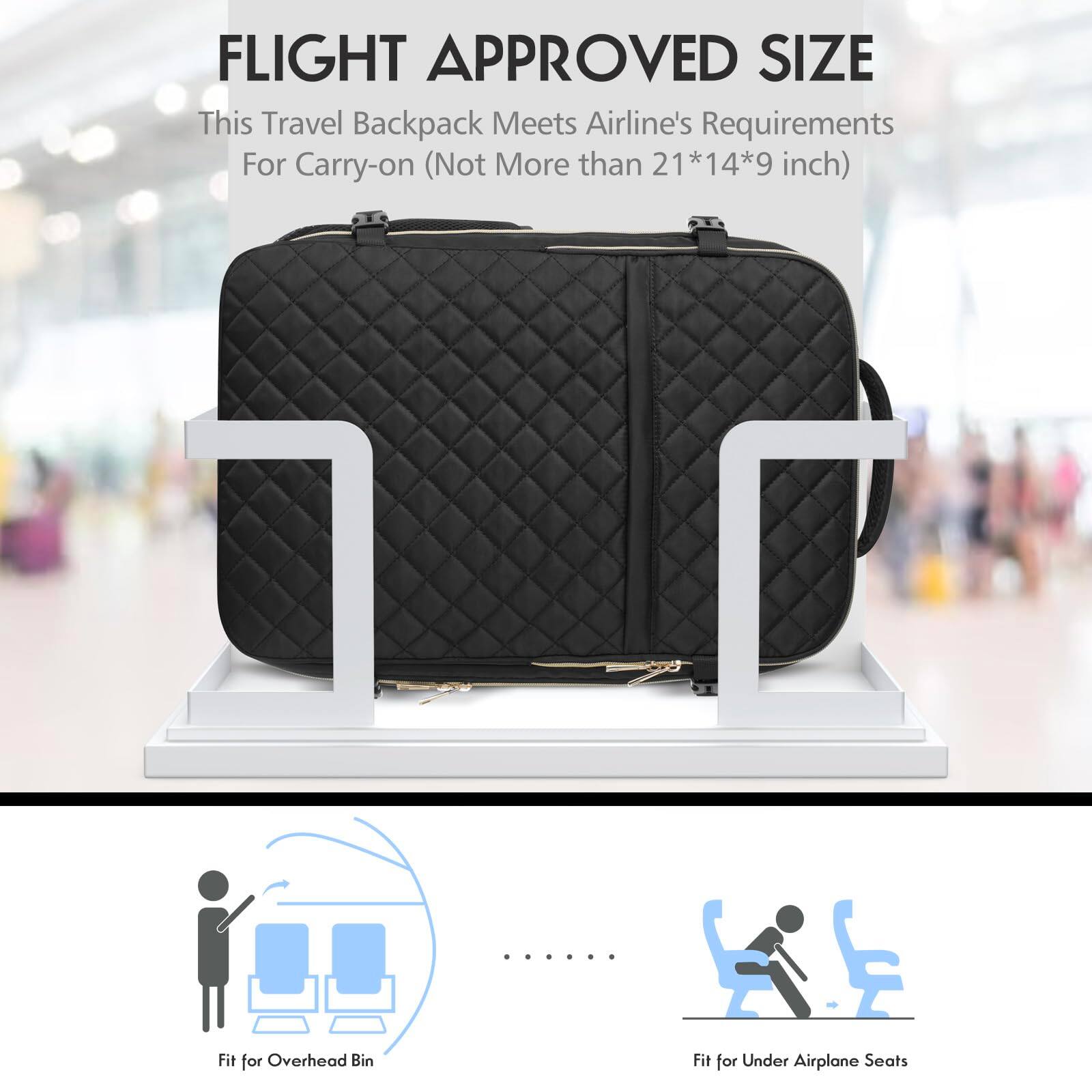 Alt View 6. Stamp n Camp - Large Travel Backpack Women  Flight Approved Carry On Water Resistant Anti theft Casual Daypack School Bag Fit 17 Inch - Beige-17.3 inch.