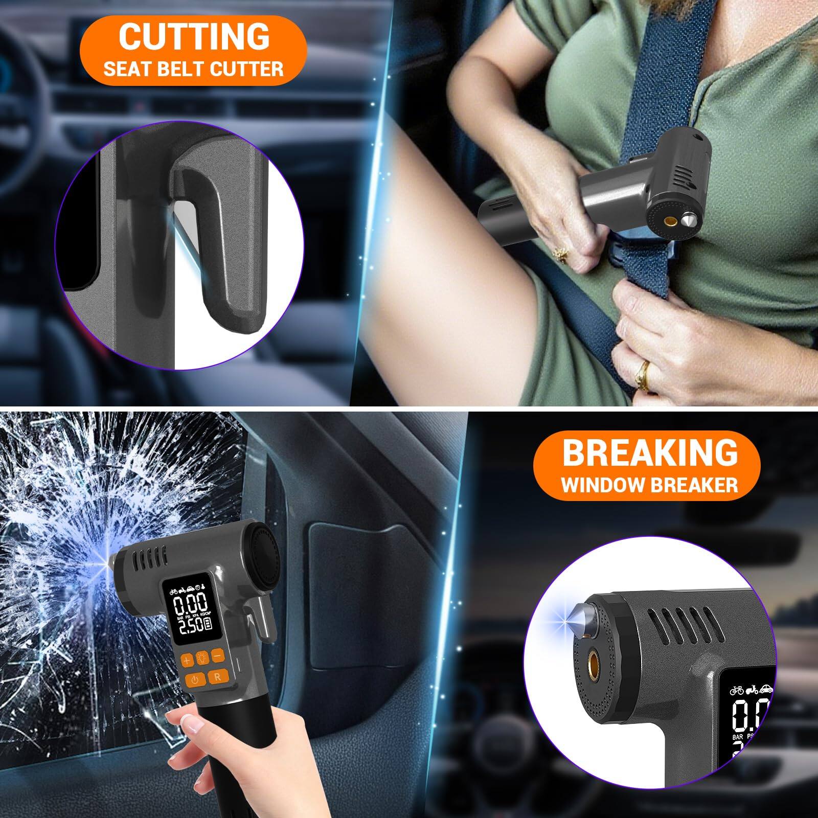 CUTTING SEAT BELT CUTTER

BREAKING WINDOW BREAKER