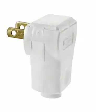 Front. Leviton - 010-101AN-W Residential Grade Straight Blade Angle Plug - White.