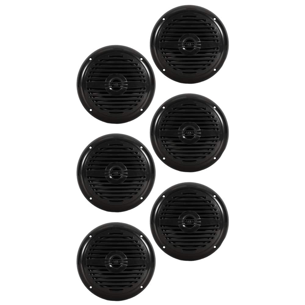 Acoustic Audio by Goldwood - MRN65B Waterproof Flush Mount Marine 6.5" Speakers Passive 3 Pair Pack - Black