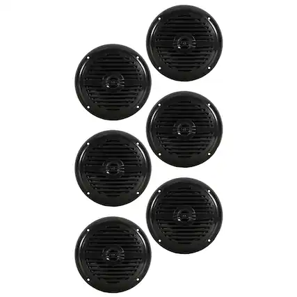 Front. Acoustic Audio by Goldwood - MRN65B Waterproof Flush Mount Marine 6.5" Speakers Passive 3 Pair Pack - Black.