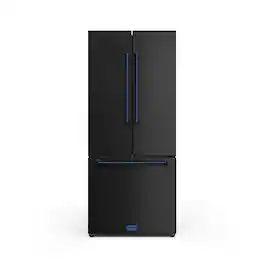 Gordon Ramsay Series by Thor Kitchen 17.5 Cu. Ft. Counter Depth Refrigerator with Navy Blue Hardware - Black