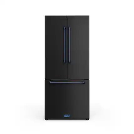 Front. Thor Kitchen - Gordon Ramsay Series by Thor Kitchen 17.5 Cu. Ft. Counter Depth Refrigerator with Navy Blue Hardware - Black.