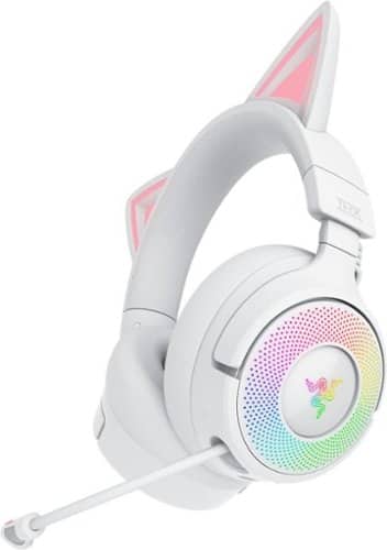 Razer - Kraken Kitty V3 Pro Bluetooth Wireless Over-the-Ear Gaming Headset for PC, Mac, PlayStation, Nintendo Switch, Steam Deck - White