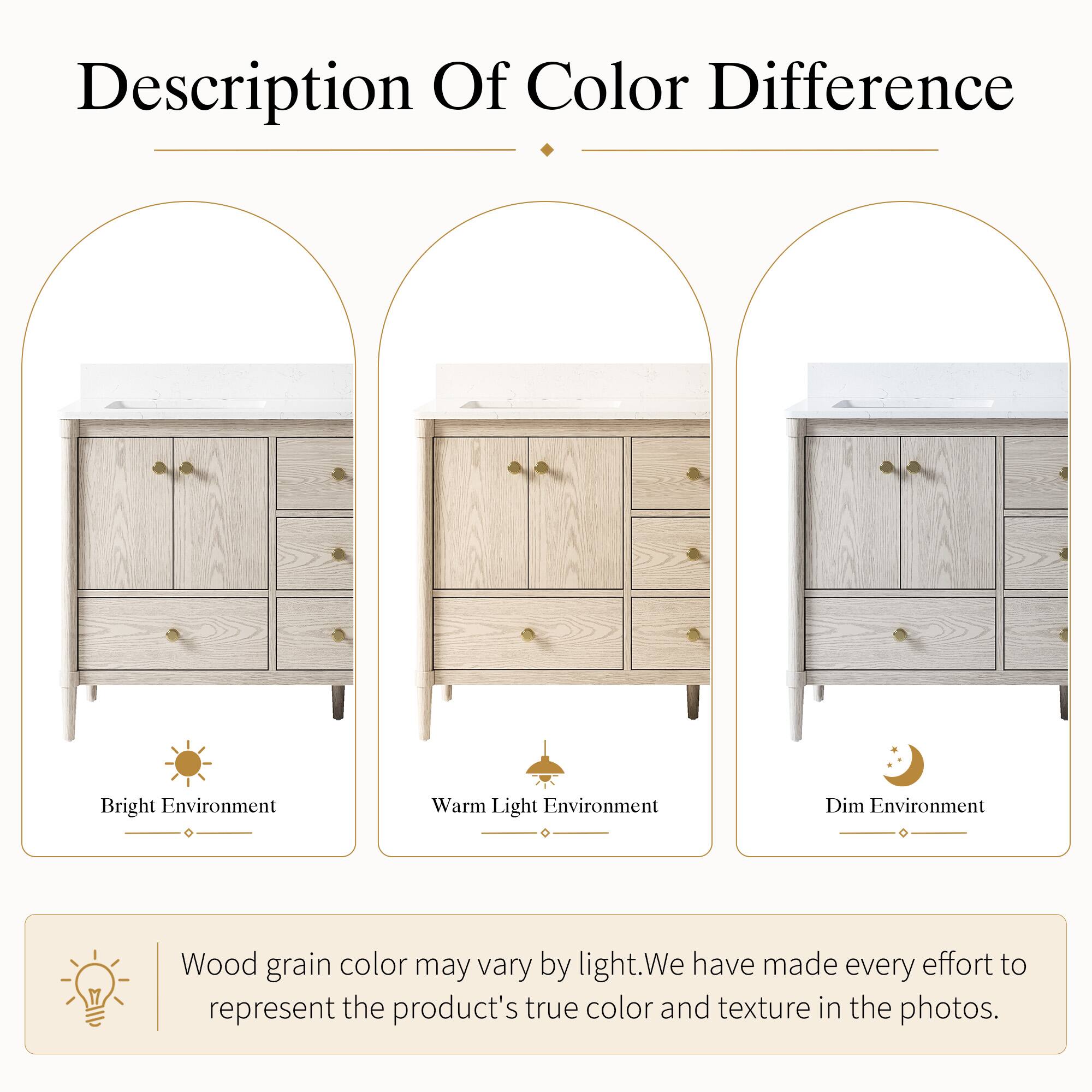 Description Of Color Difference

Bright Environment Warm Light Environment Dim Environment

Wood grain color may vary by light. We have made every effort to represent the product's true color and texture in the photos.