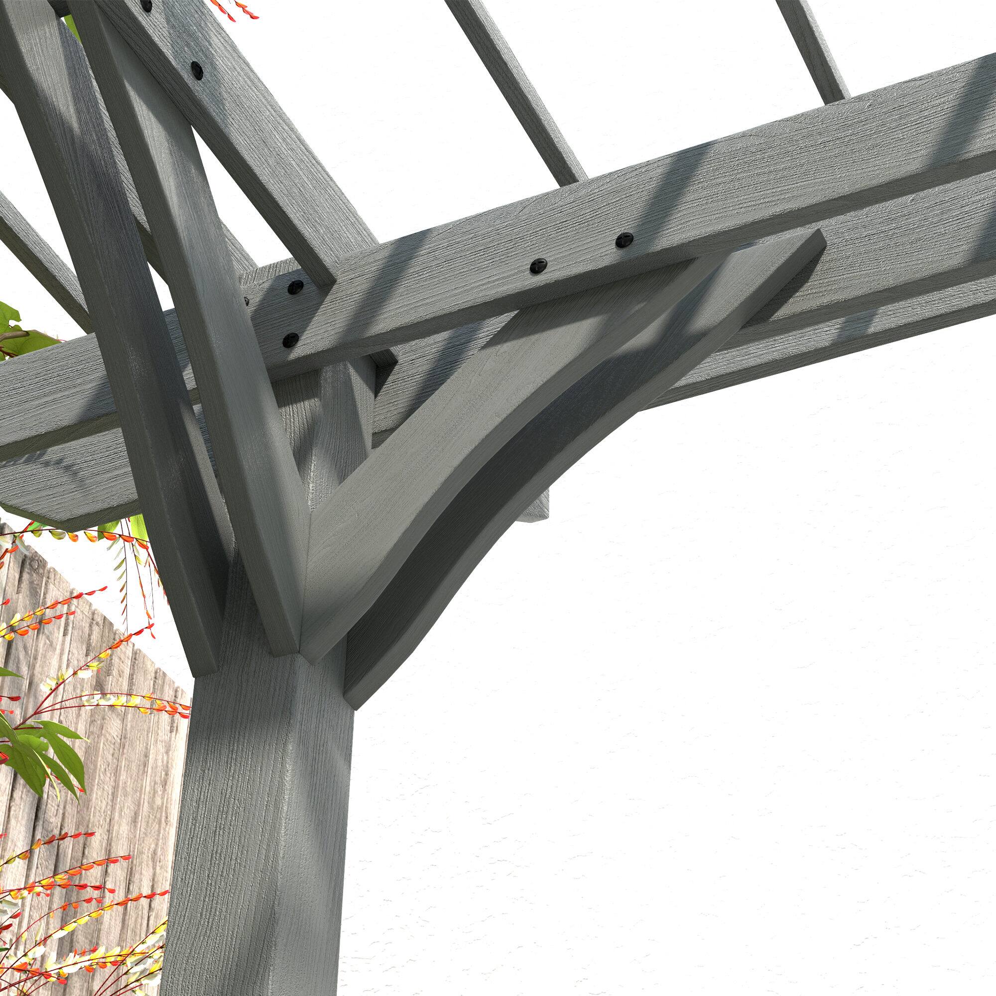 Alt View 8. Outsunny - 12' x 16' Outdoor Pergola, Wood Gazebo Grape Trellis with Stable Structure for Climbing Plant Support, Garden - Gray.