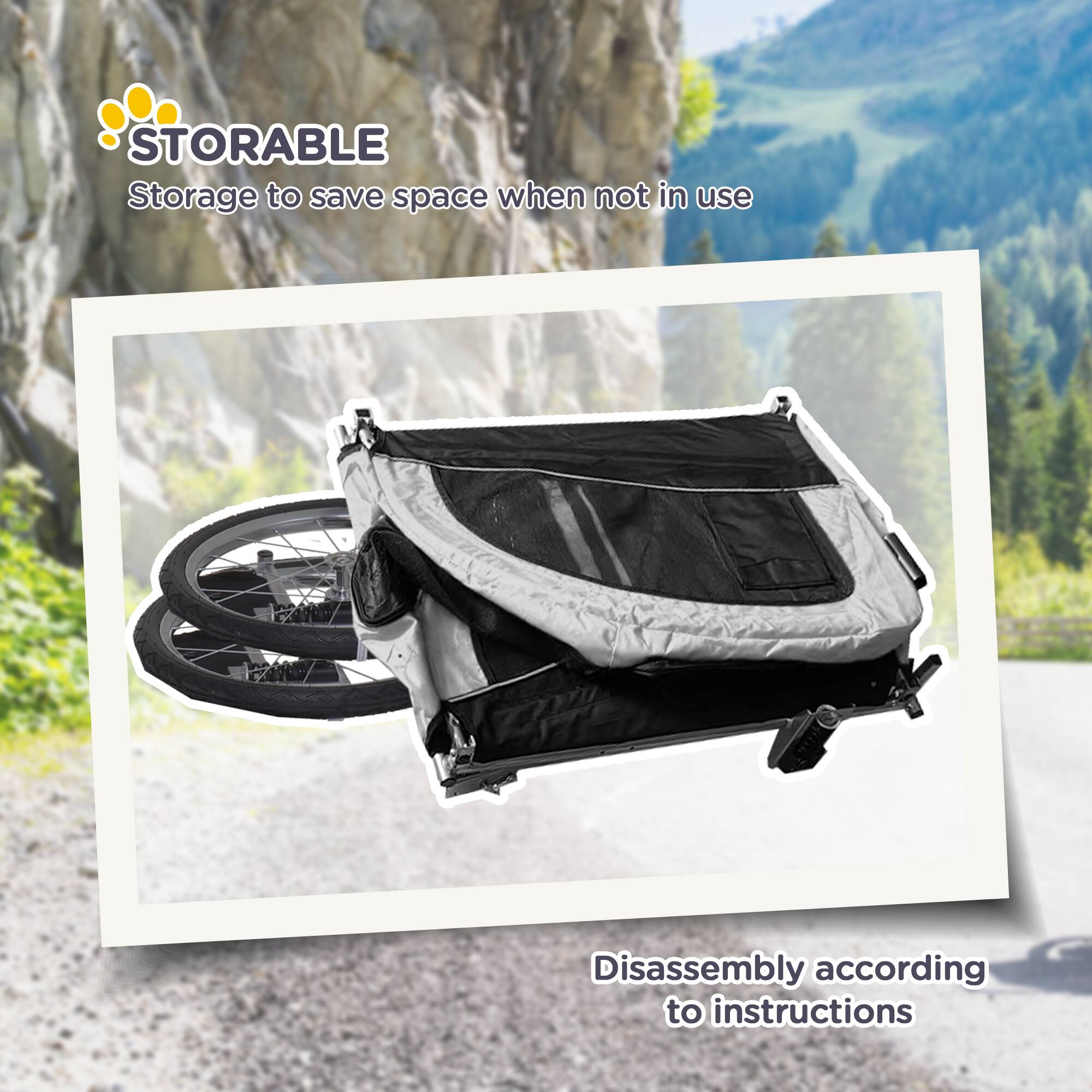 Alt View 2. Aosom - Dog Bike Trailer 2-In-1 Pet Stroller with Canopy and Storage Pockets.