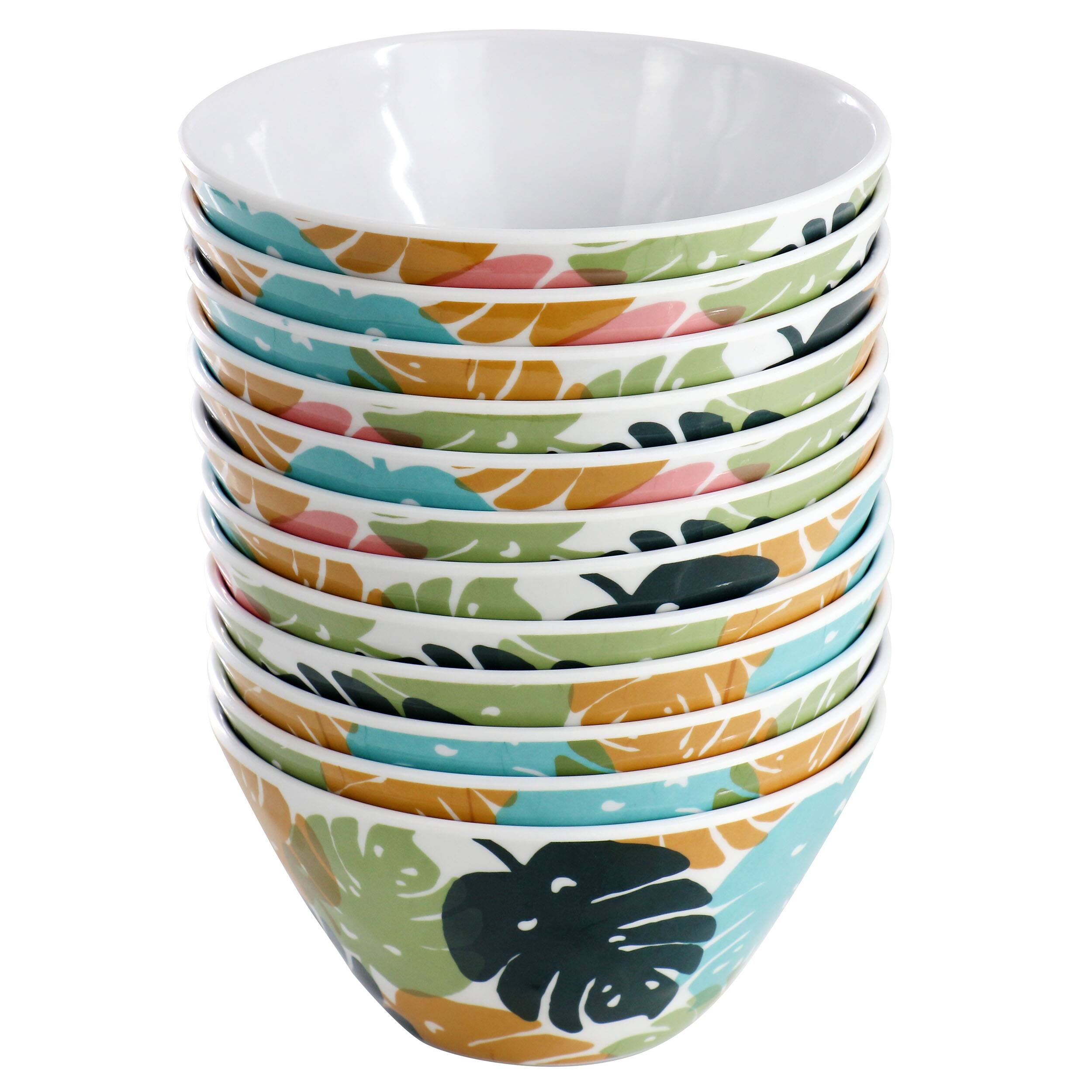 Alt View 1. Gibson - Gibson Home Tropical Sway 12 Piece 6 Inch Melamine Bowl Set in Multi Color Leaf - Multi.