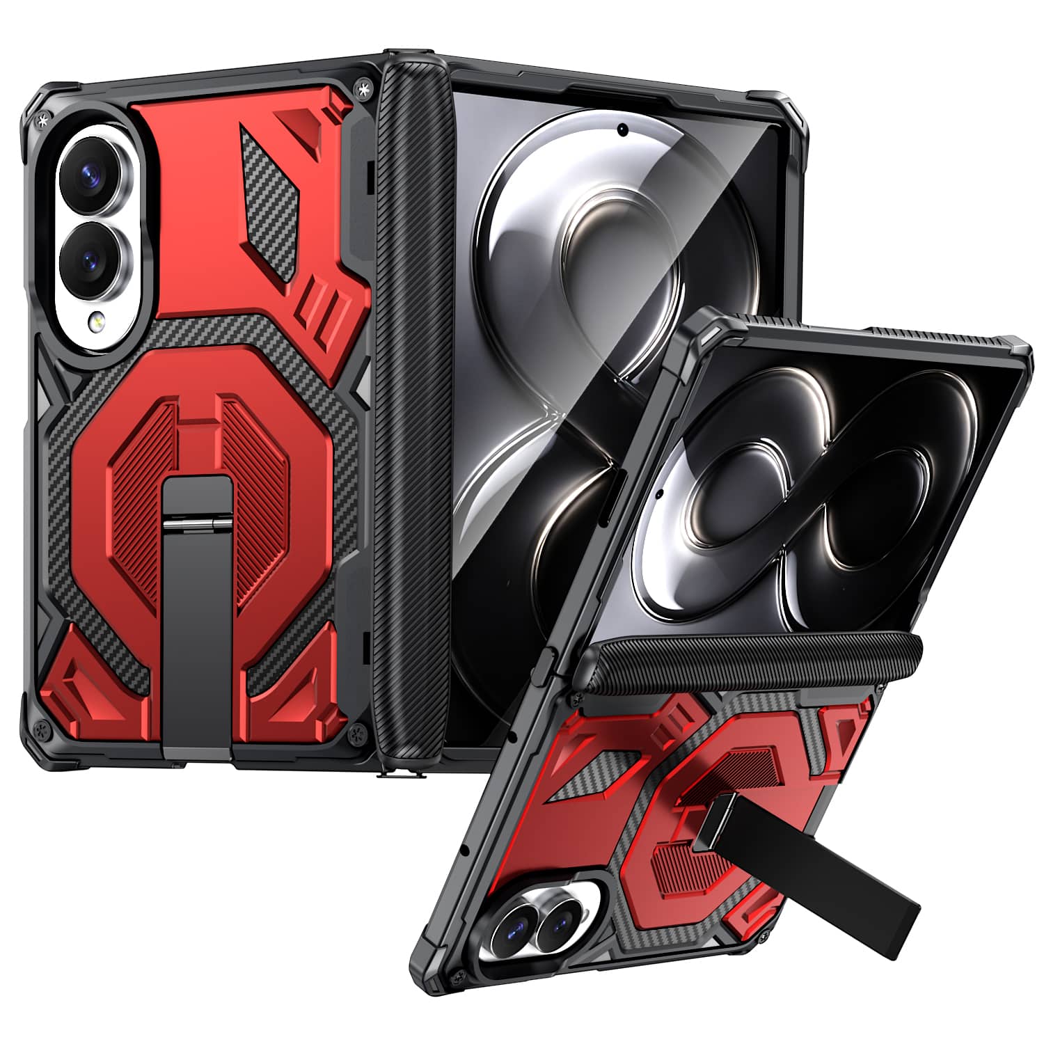 Dteck - Heavy Duty Rugged Magnetic Case For Samsung Galaxy Z Fold8, Foldable Kickstand Shockproof Hinge Protection Cover - Red price history on PriceWatchPro