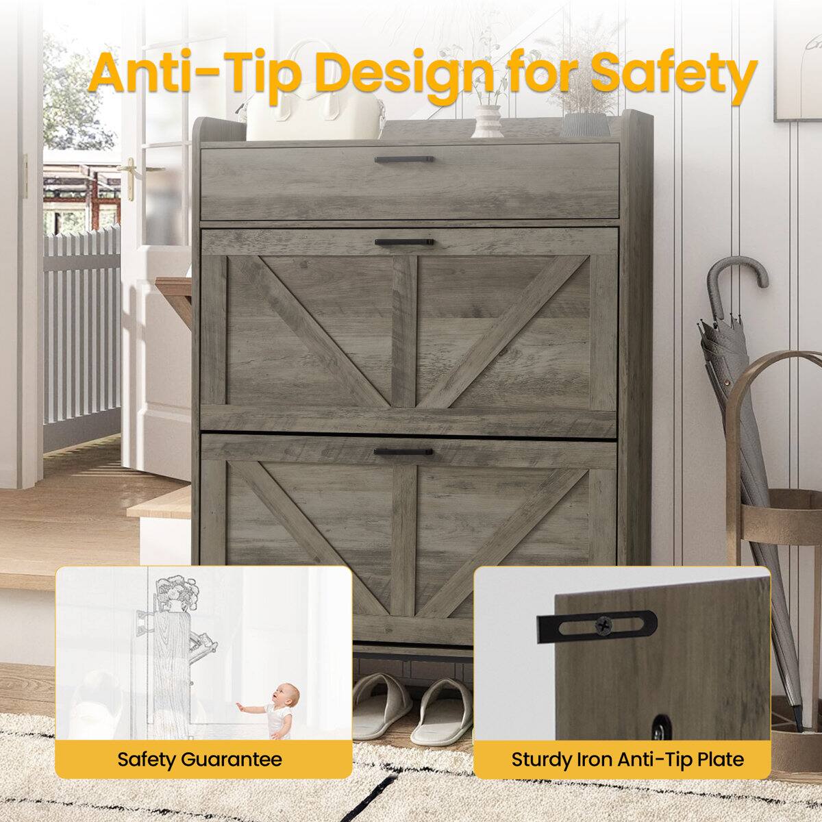 Anti-Tip Design for Safety

Safety Guarantee

Sturdy Iron Anti-Tip Plate