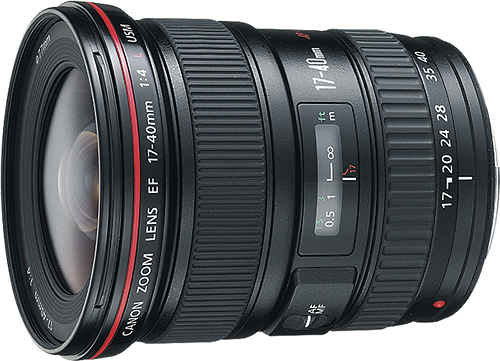 Angle View: Canon - EF 17-40mm f/4L USM Ultra-Wide Zoom Lens - Black