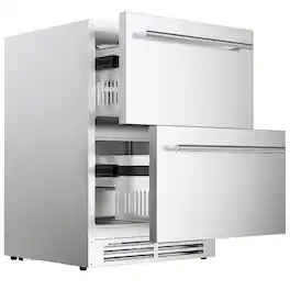 Coolake - 24″ 5.3 Cu.ft Undercounter Outdoor Drawer Refrigerator for Patio, Built-in or Freestanding - Stainless Steel