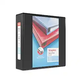Staples - Heavy Duty 3" 3-Ring View Binder, D-Ring - Black