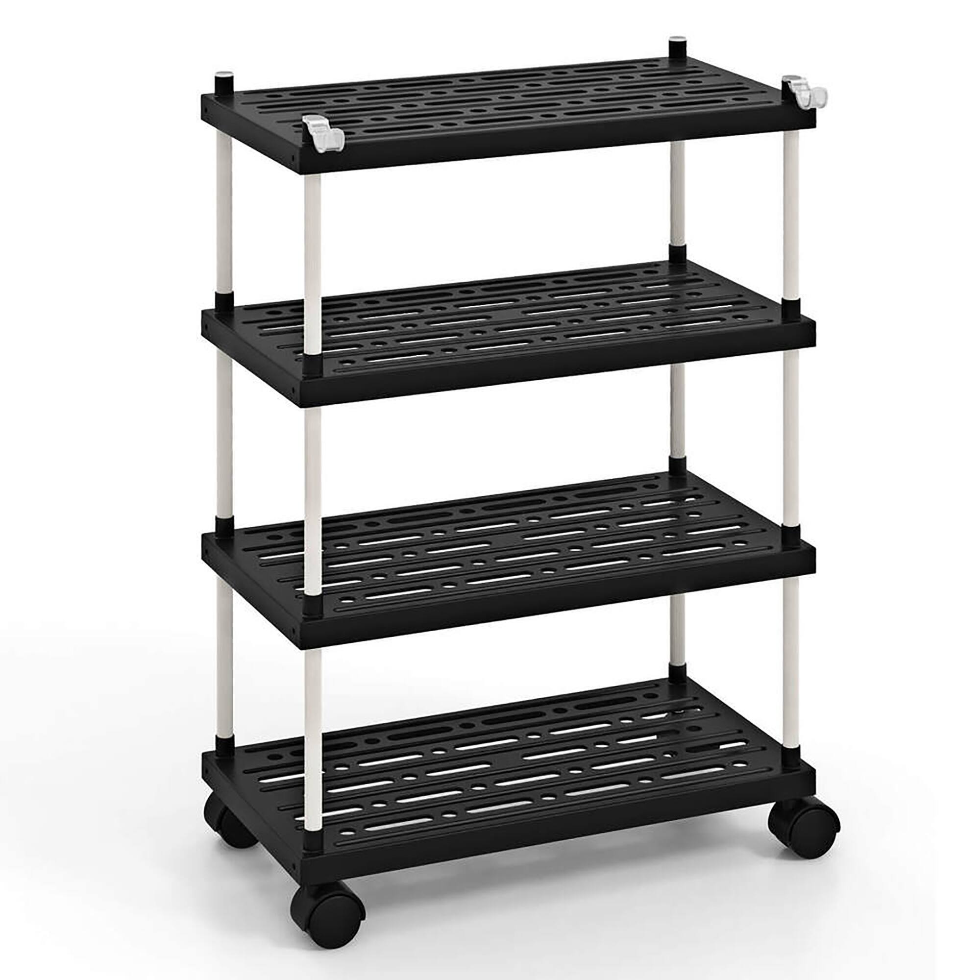Alt View 9. Gymax - Gymax 4-Tier Slim Storage Cart Kitchen Organizer Utility Cart w/Lockable Wheels - Black.