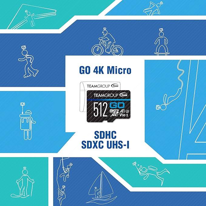 GO 4K Micro  
TEAMGROUP Team  
512 GB  
SDHC SDXC UHS-I  
V30 A1