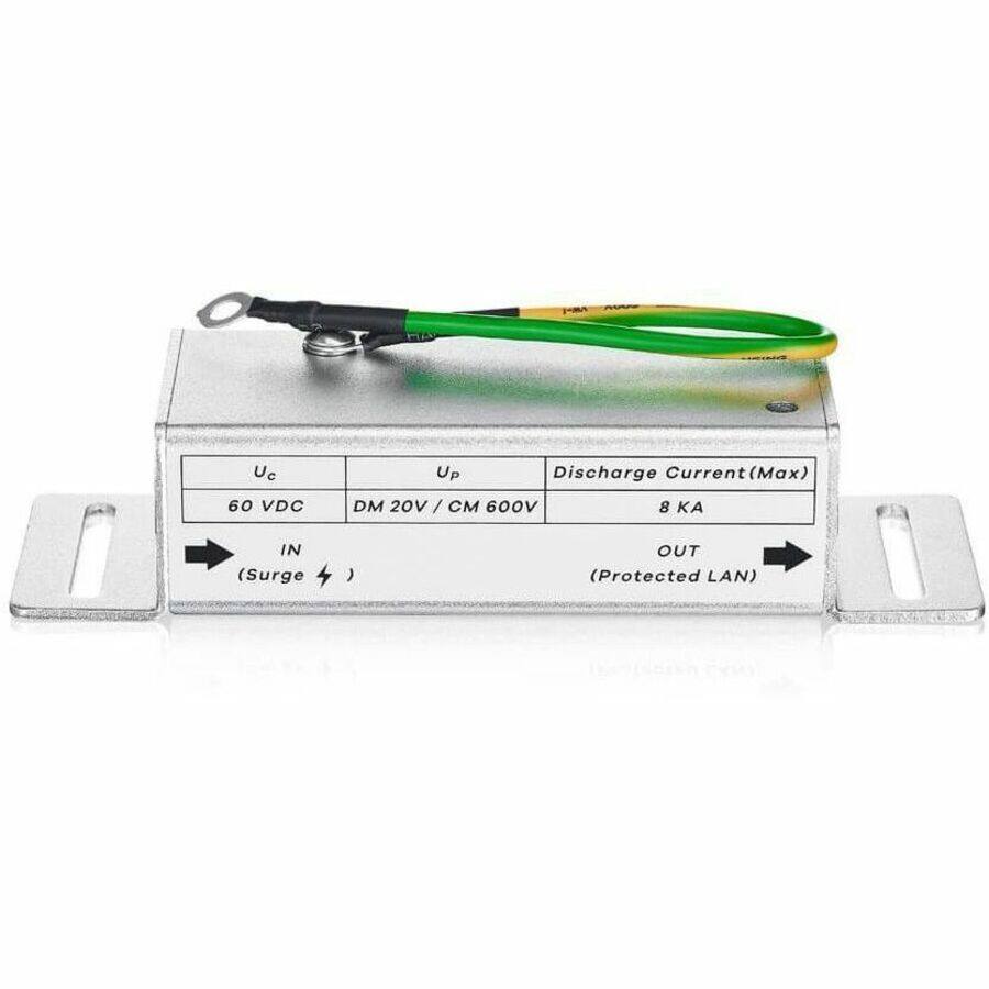 Uc: 60 VDC  
Up: DM 20V / CM 600V  
Discharge Current (Max): 8 KA  

IN (Surge)  
OUT (Protected LAN)