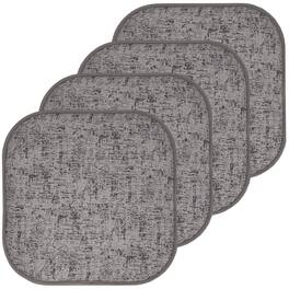 Sweet Home Collection - Broadway Memory Foam No Slip Back 16" x 16" Chair Pad Cushion, 4-Pack - Gray/Black