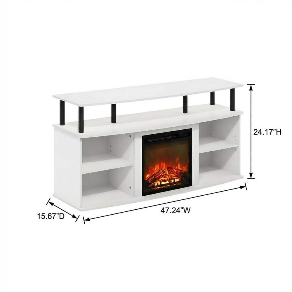 FurniFact - White open shelving, fireplace entertainment center - Solid White/Black price history on PriceWatchPro