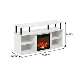 FurniFact - White open shelving, fireplace entertainment center - Solid White/Black