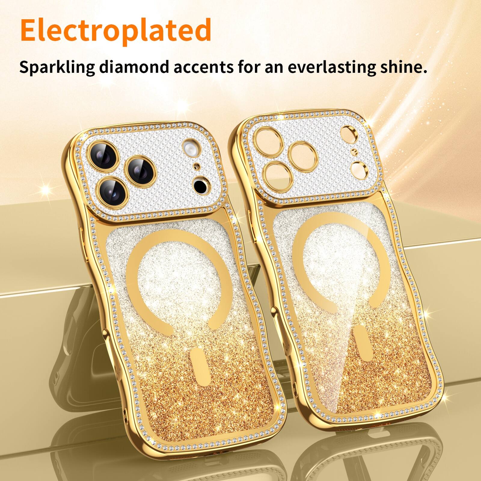 Electroplated  
Sparkling diamond accents for an everlasting shine.
