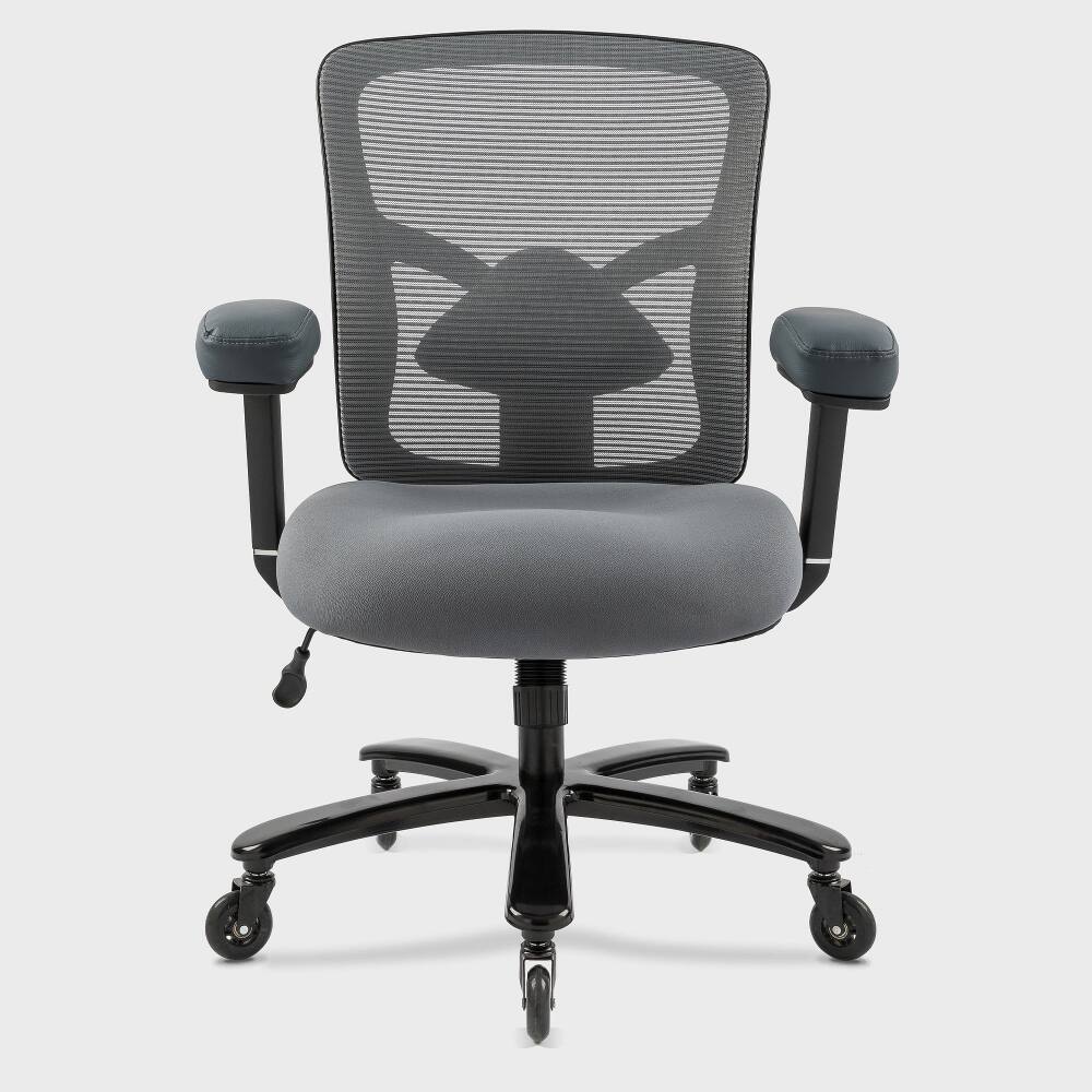 Back. Loheer - Loheer Big & Tall Office Chair, 400 lbs Heavy-Duty Ergonomic Mesh Chair, Wide Seat, Adjustable Lumbar Support - Black.