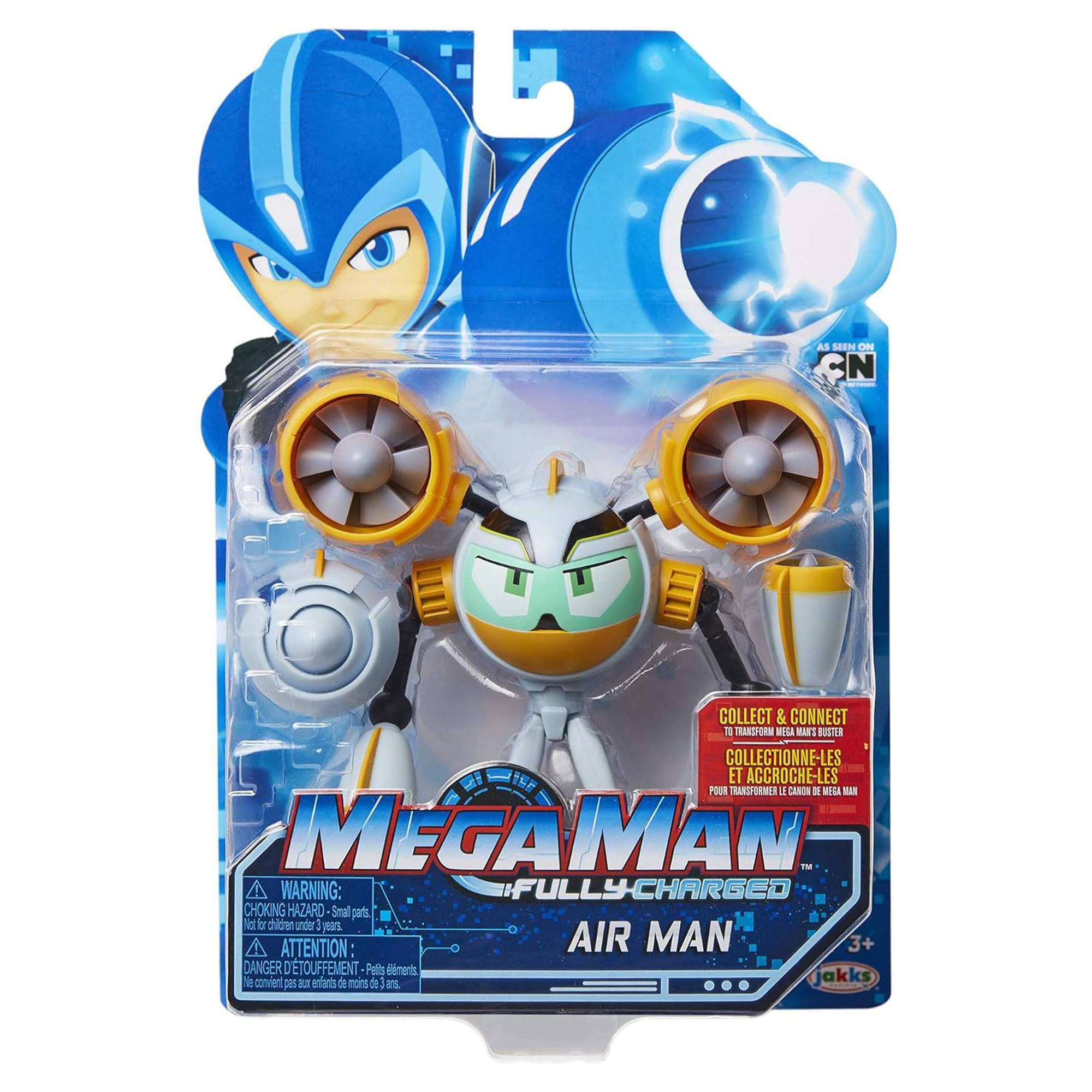 AS GERN CHPU CN COLLECT & CONNECT  
11 THANSFORM  
BT BUSA COLLECTIONNE-LES ET ACCROCHE-LES POUR TRANSFORMER  
MEGA MAN  
WARNING: FULLY-CHARGED CHOKING HAZARD  
Small parts. Not for children under 3 years.  
ATTENTION:  
DANGER DE TOUFFEMENT  
Pattes d'éléments akks l'entarts de nont de 1 an