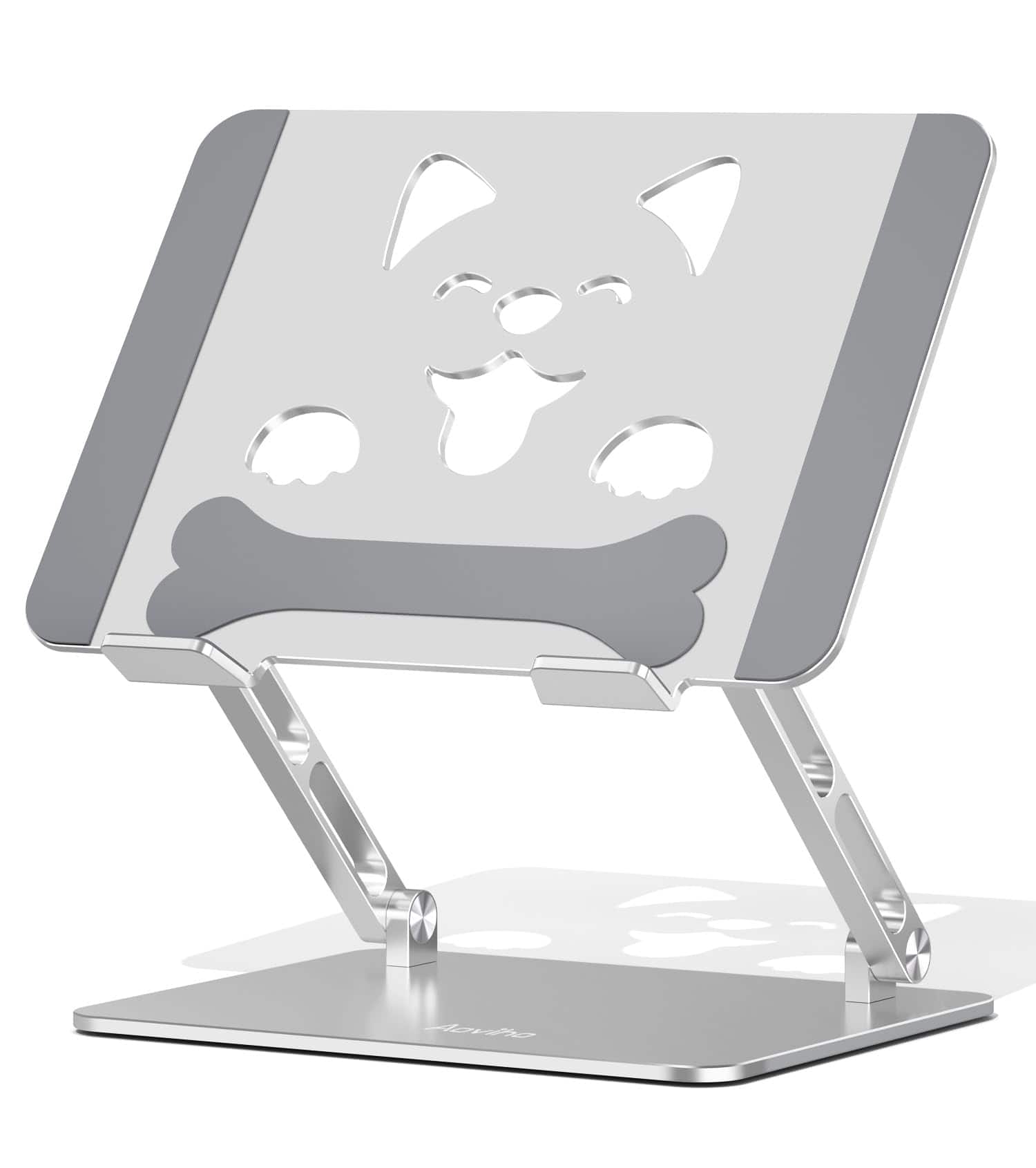 HongFei - Laptop Stand for Desk, Aluminum Height-Adjustable Laptop Riser, Ergonomic Sturdy Holder, Fits 10"-17.3" - Silver