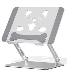 HongFei - Laptop Stand for Desk, Aluminum Height-Adjustable Laptop Riser, Ergonomic Sturdy Holder, Fits 10"-17.3" - Silver