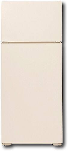 Front Standard. GE - 15.7 Cu. Ft. Frost-Free Top-Mount Refrigerator - Bisque-on-Bisque.