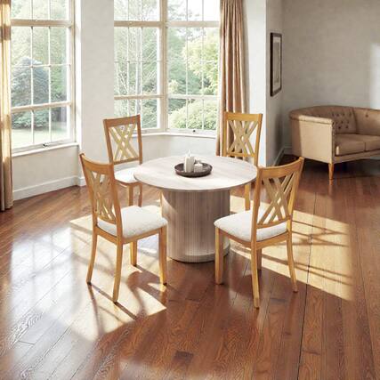 Front. Hivvago - Linen-Covered Wooden Dining Chairs for 4 with Durable Rubberwood Base - Natural.