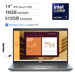 Dell - Latitude 5450 Laptop 14.0 FHD (Intel Ultra 7 155U, 16GB DDR5, 512GBB M.2 PCIe SSD, Win 11 Pro) w/USB Hub - Gray