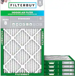 Filterbuy - 15x30.5x1 MERV 8 Dust & Allergy Defense, Electrostatic Pleated HVAC AC Furnace Air Filters Replacement (5-Pack) - Silver