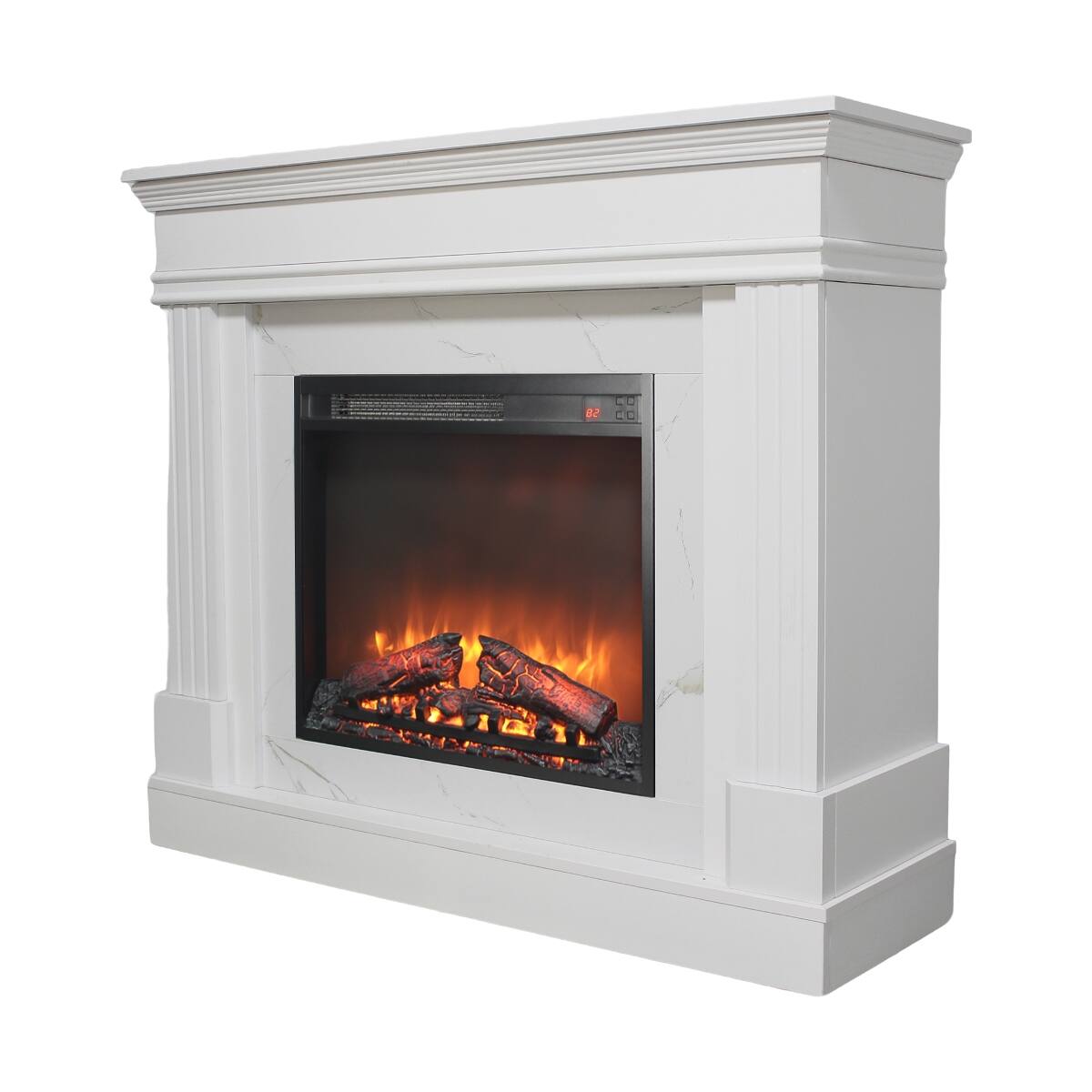 Alt View 8. Loheer - Loheer 44 inch electric fireplace with mantel, 23 inch fireplace insert heater, Jasmine White - White.