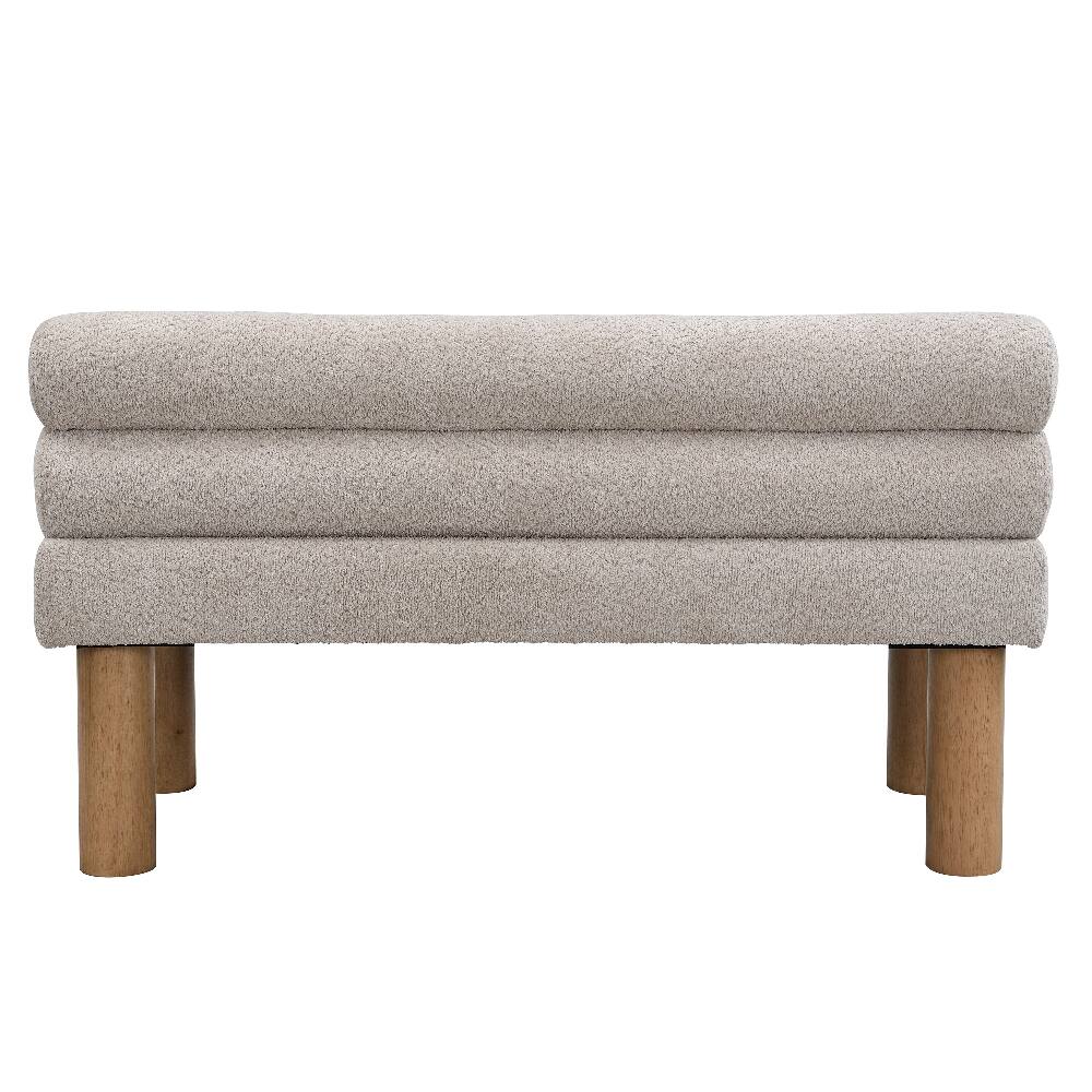 Alt View 3. Ropilly - Ropilly Light Grey Upholstered Dining Bench with Backrest, Space-Saving Entryway and End of Bed Bench, Rubber Wood Legs - Light Grey.