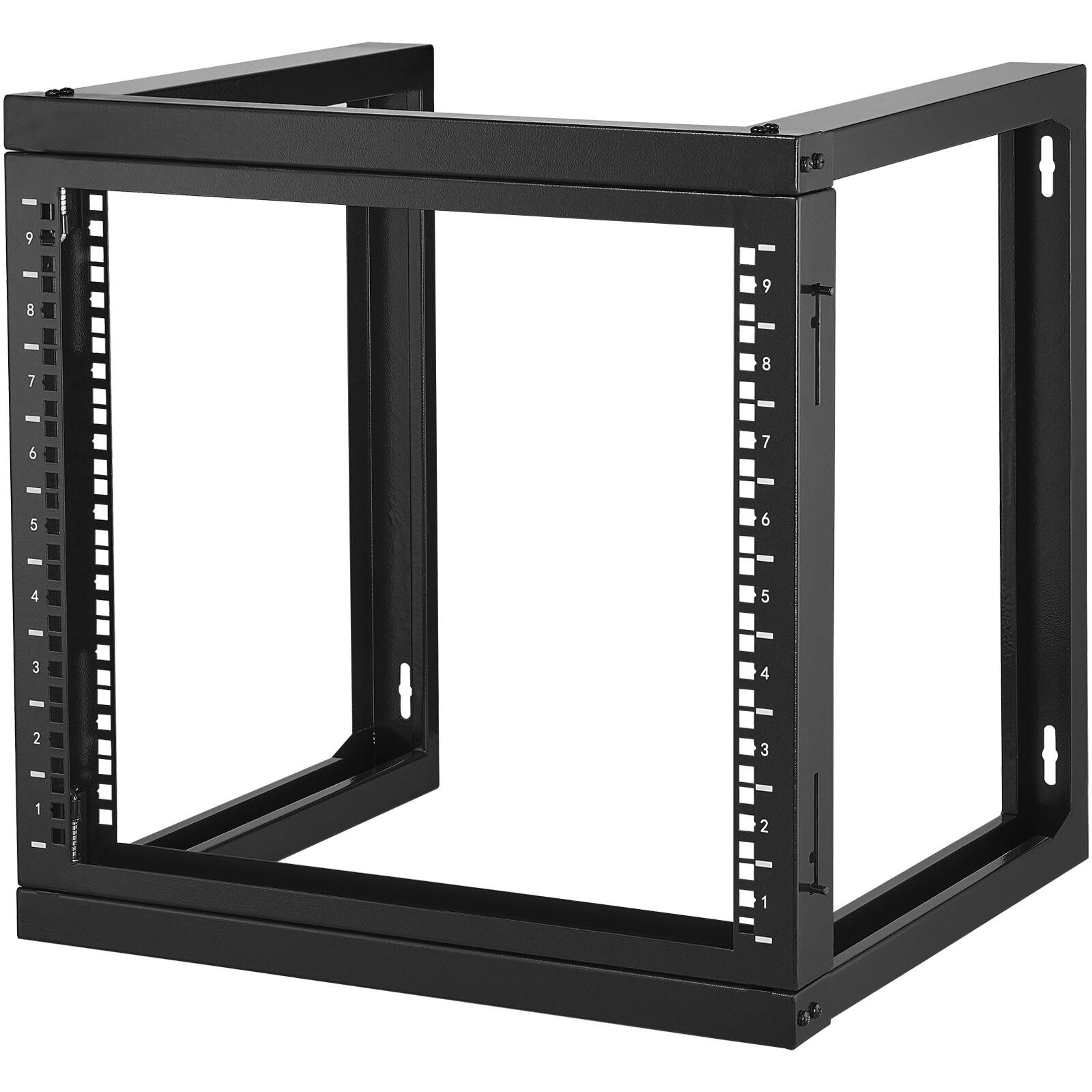 Alt View 5. VEVOR - 9U Wall Mount Rack, 150 lbs/68.04 kg Max Load Capacity, Open Frame Server Network Rack with Cage Nuts Screws - Black.