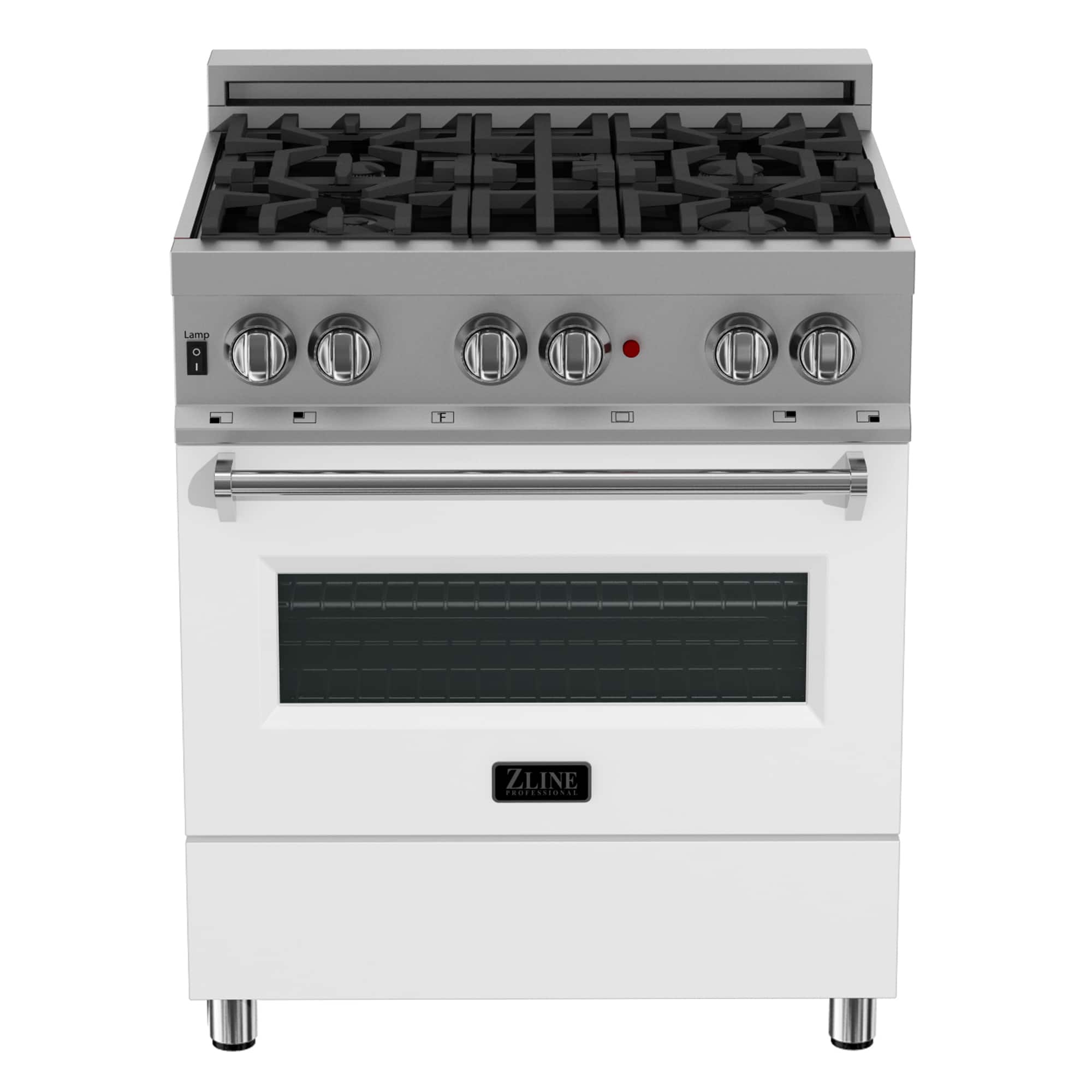 ZLINE - 30 in. Legacy Dual Fuel Range in Satin Stainless Steel w/ White Matte Door (RAS-WM-30) - Matte White - Front_Zoom