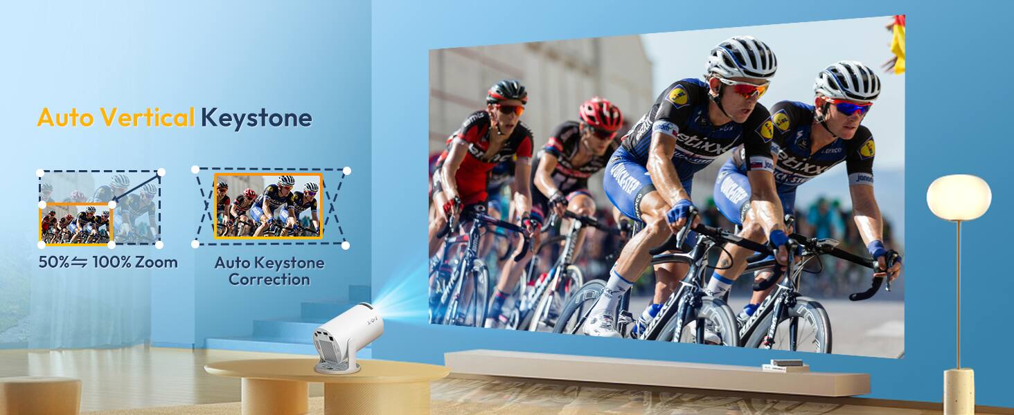 Auto Vertical Keystone  
50% ↔ 100% Zoom  
Auto Keystone Correction