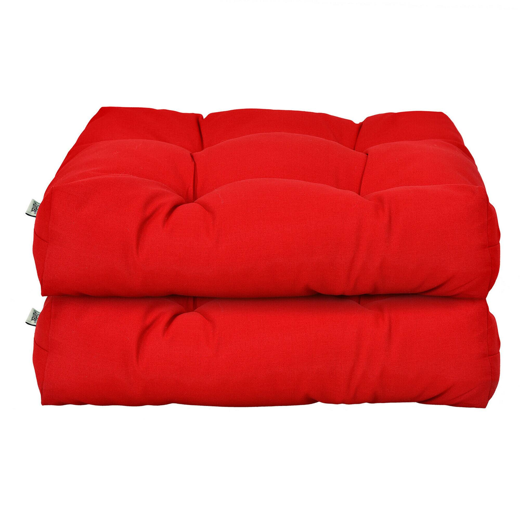Alt View 5. Gymax - Gymax Set of 2 Square Seat Chair Cushion Pad Waterproof Indoor Outdoor Red - Red.