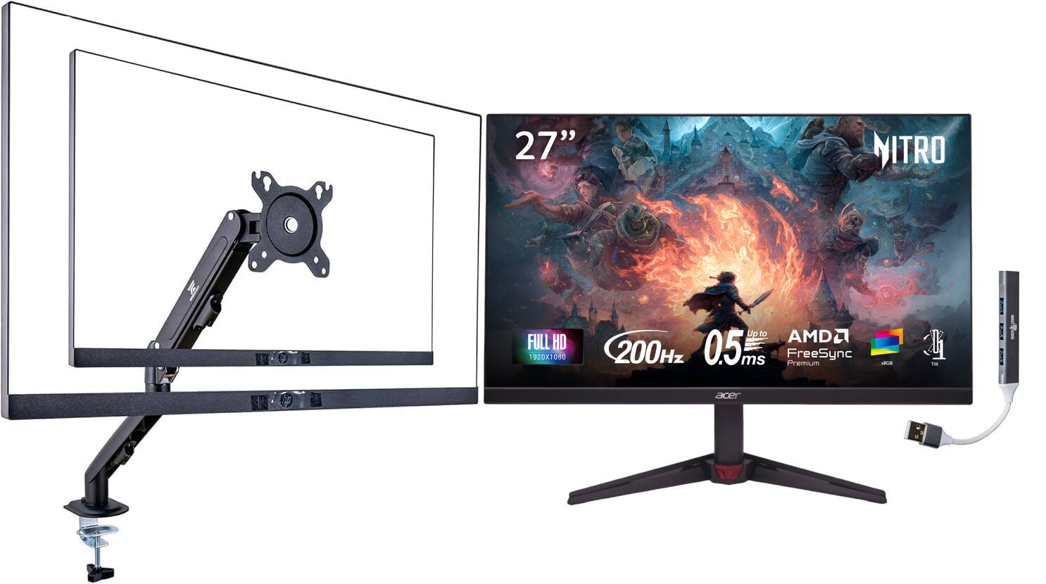 27" NITRO FULL HD 1920X1080 Upto 200Hz 0.5 ms FreeSync Premium LGE d - I : i acer