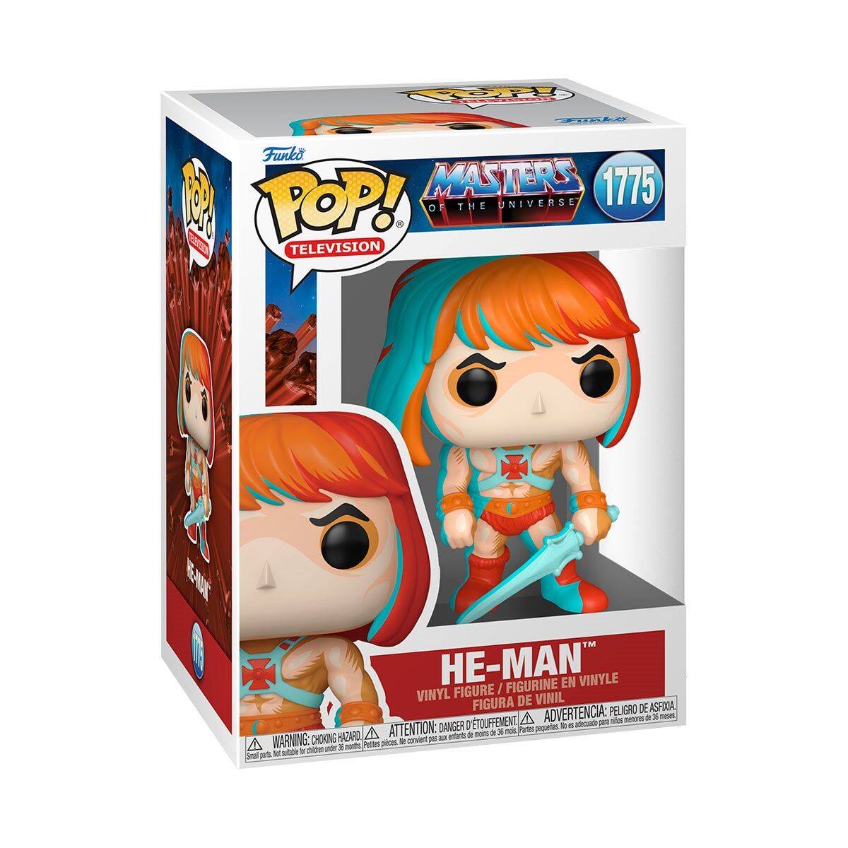 Funko POP! Masters of the Universe Television 1775  
He-Man Vinyl Figure / Figurine en Vinyle / Figura de Vinil  
Advertencia: Peligro de Asfixia / Attention: Danger d'Asphyxie / Warning: Choking Hazard  
Small parts. Not for children under 3 years.