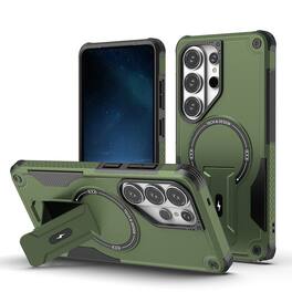 Dteck - Magnetic Rugged Case for Samsung Galaxy S26 Ultra with Built-in Kickstand, Shockproof Hybrid Protective Cover - Armygreen