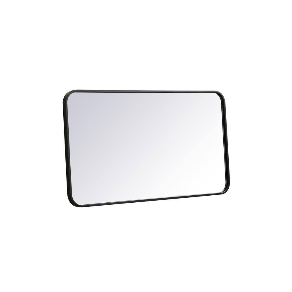 Left. Elegant Decor - Soft corner metal rectangular mirror 20x36 inch in Black - Black.