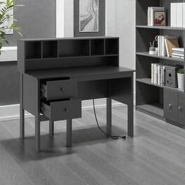 Hivvago - 48" Modern Home Office Desk with Built-In Type-C Power Ports - Black