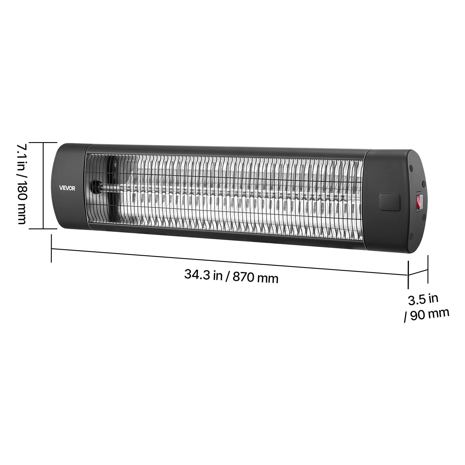7.1 in / 180 mm

VEVOR

34.3 in / 870 mm

3.5 in / 90 mm