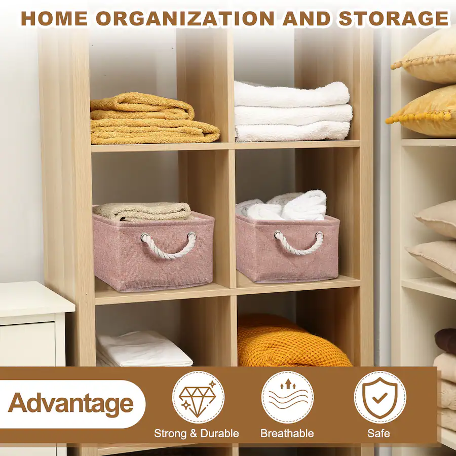 Unique Bargains 2pcs Fabric Storage Bins, 11 Inch Foldable Cubes with ...