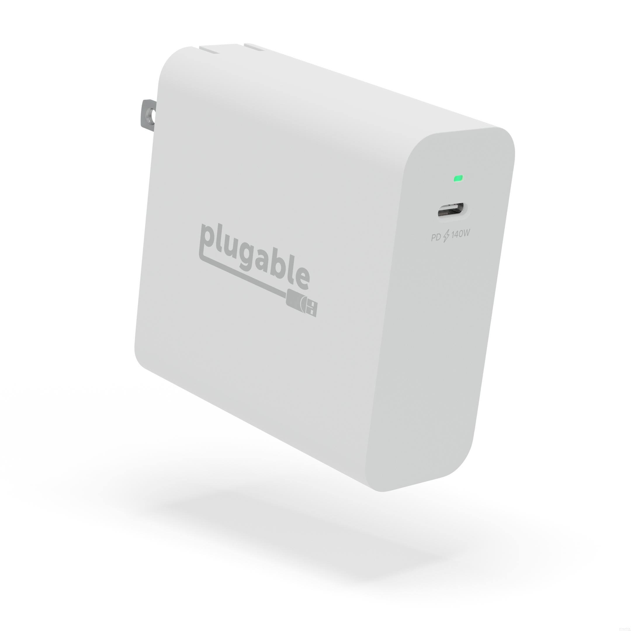 Plugable - 140W GaN Charger PD 3.1 EPR Replacement Charger - USB-C Devices,MacBook Pro,Macbook Air,iPad Pro,Surface - White