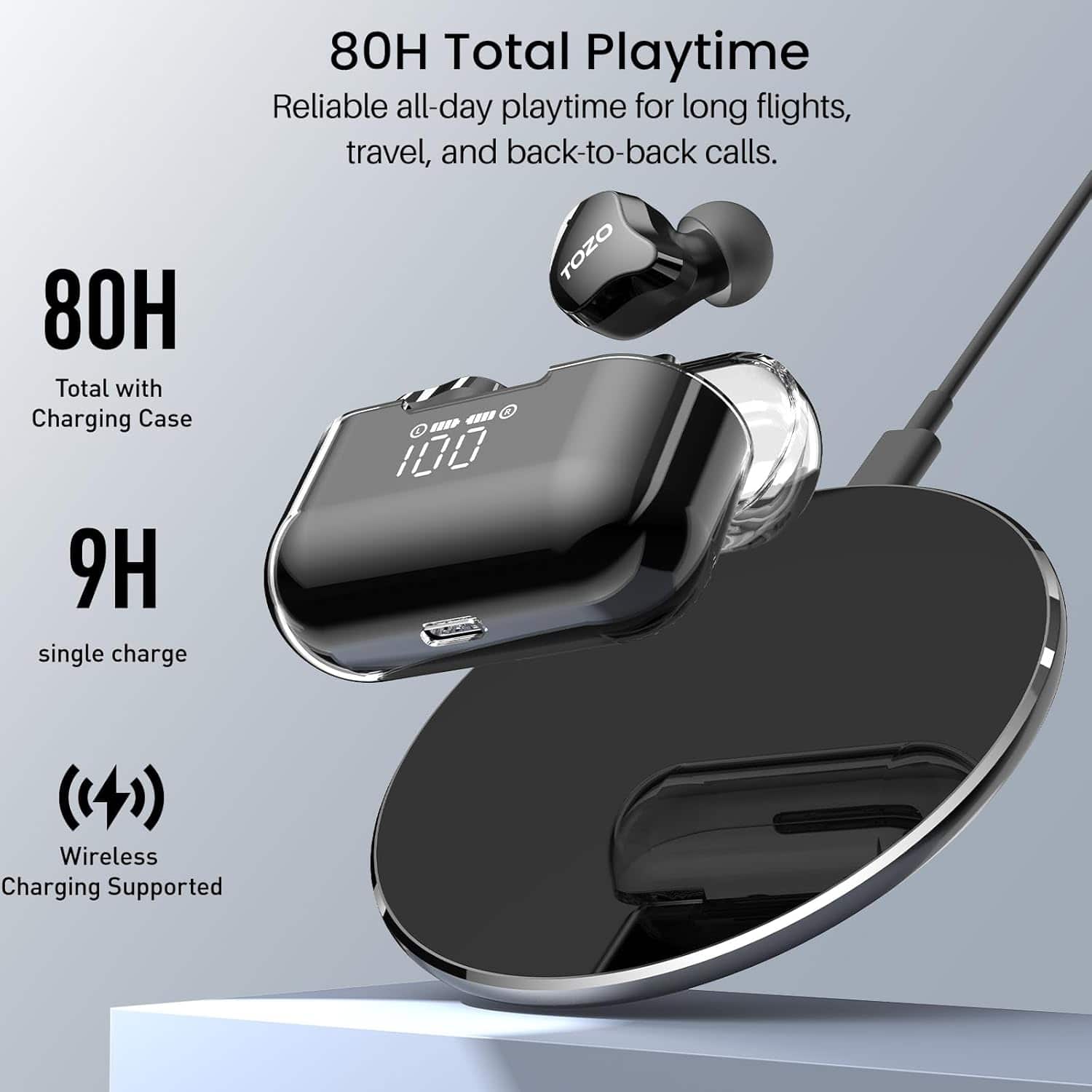 TOZO T18 AI Translation Earbuds 145+ Languages, 80H, 4 Mic AI