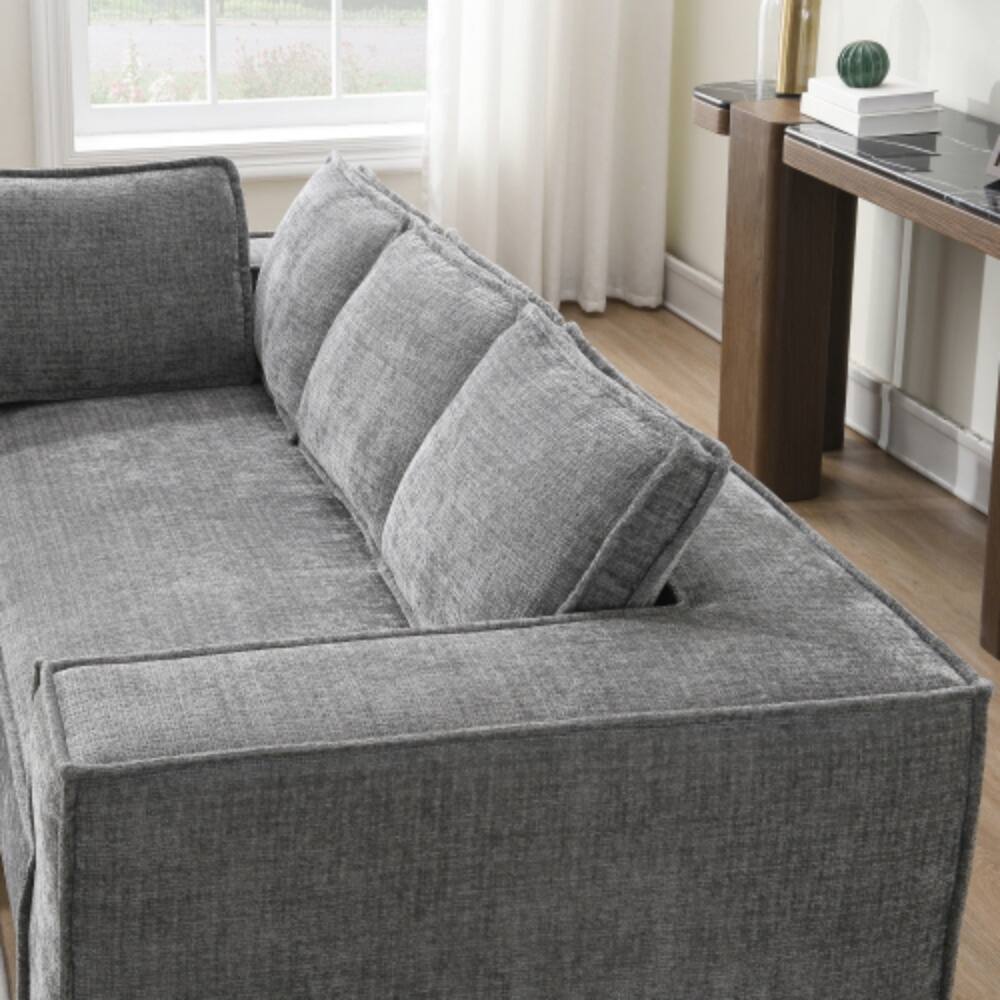 Alt View 2. LUCKY ONE - 129.5" Minimalist Modular 6-Seat Cloud Sofa Set No Assembly Wrinkle-Resistant Chenille - Gray.