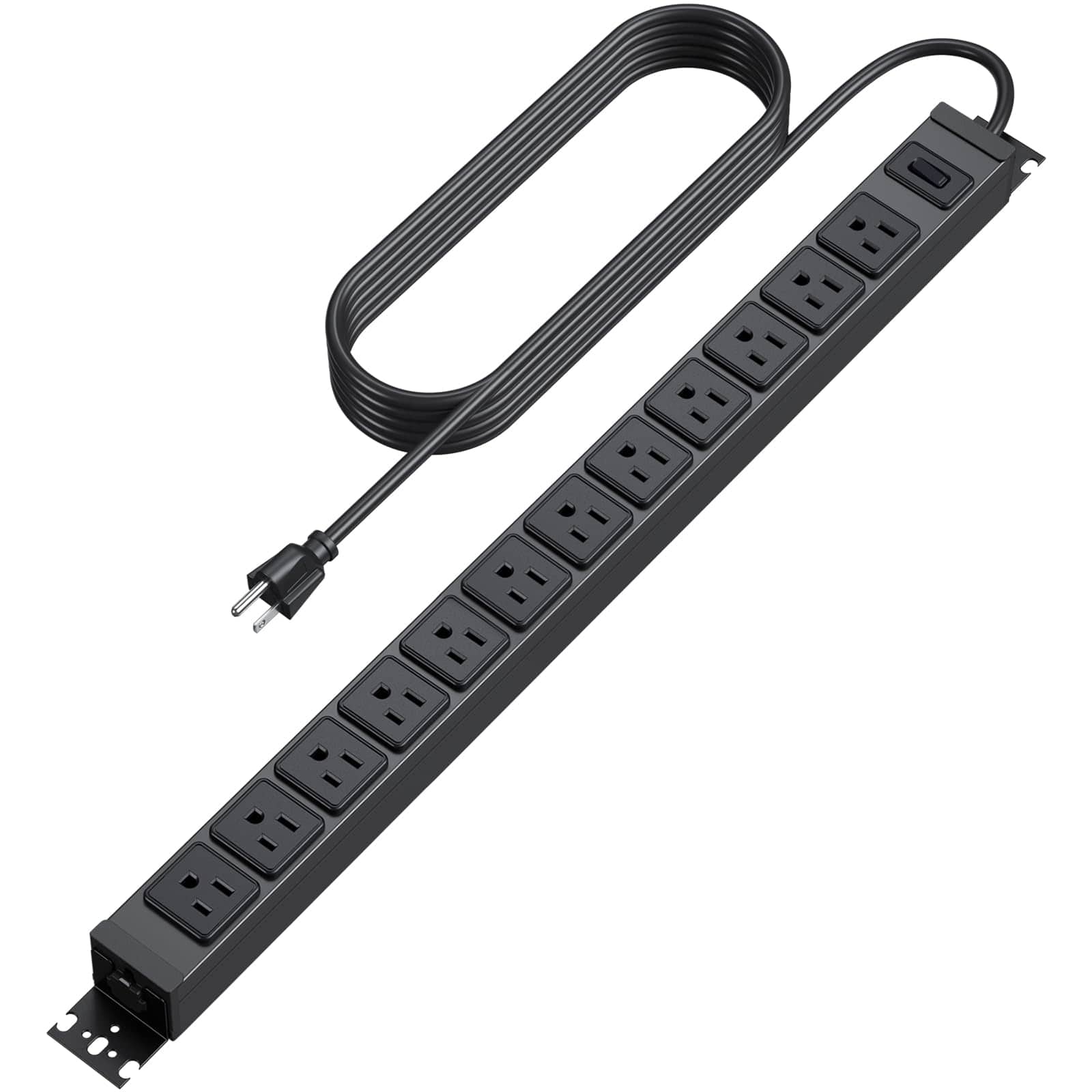 Dazzed Corner - 12 Outlet Power Strip, 6FT Extension Cord - Black