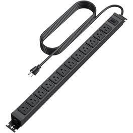 Dazzed Corner - 12 Outlet Power Strip, 6FT Extension Cord - Black
